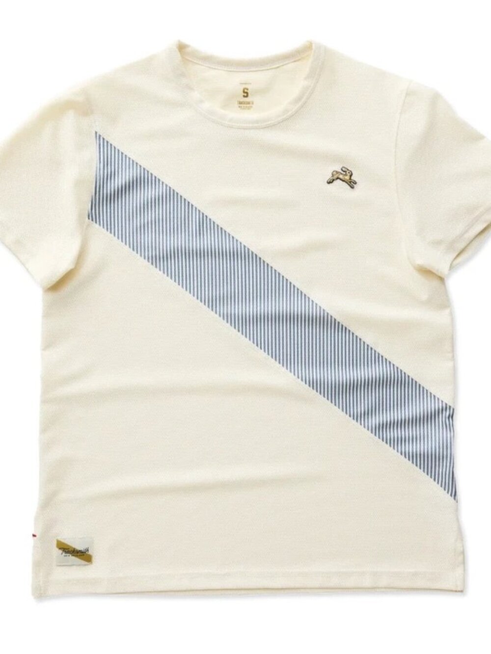 NEW Tracksmith Women's Van Cortlandt Tee Ivory Bering Sea Stripe Size S NWT